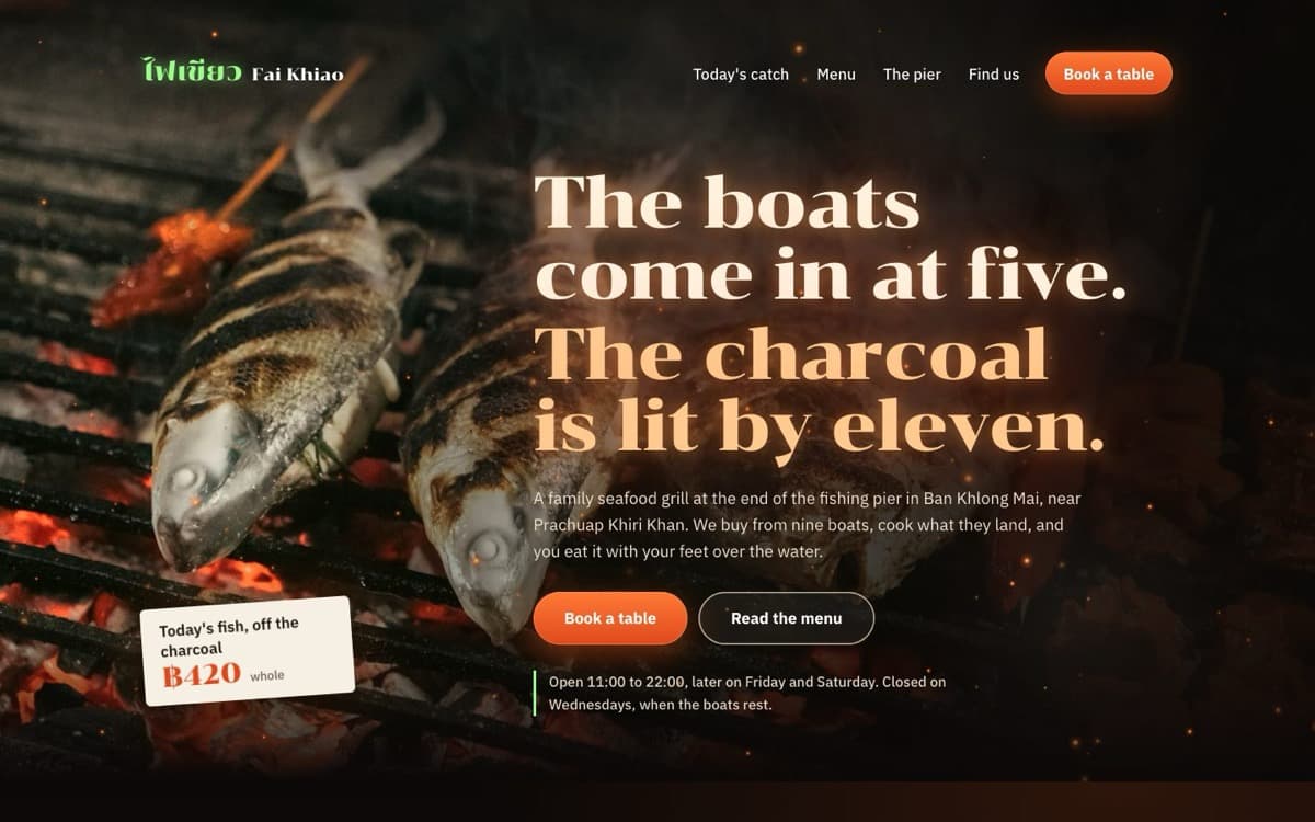 Fai Khiao, restaurant website demo